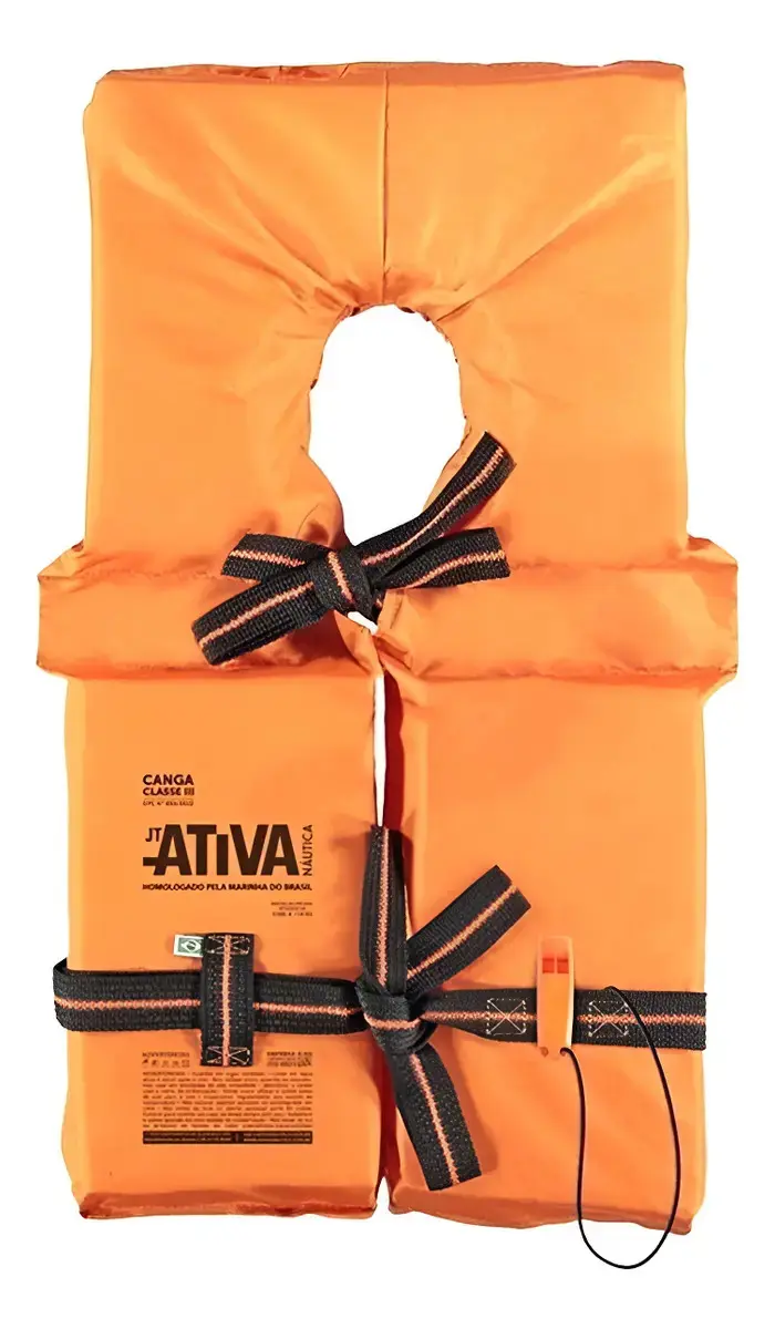 Colete Salva Vidas Canga Classe 3 Ativa Nautica Laranja M Até 55Kg