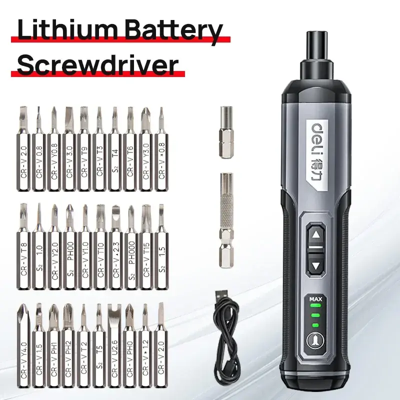 Parafusadeira Elétrica Sem Fio Recarregável com Bateria de Lítio 2000mAh, Mini Furadeira 4V, Conjunto de Ferramentas Elétricas para Manutenção e Reparos Domésticos