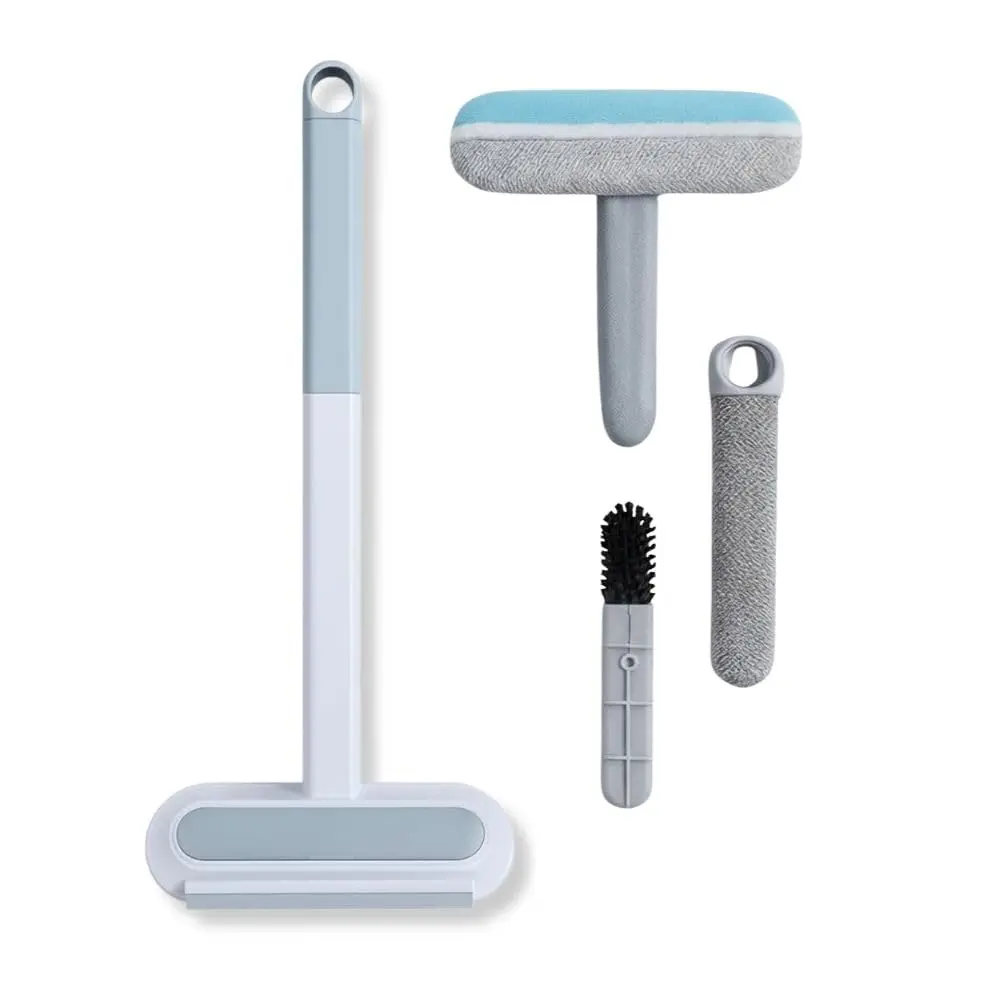 Escova Tira Pelos Pet 4 em 1 Multiuso Remove Poeira Limpa Vidros Tapetes Roupas Carro Rodo de Silicone 45cm