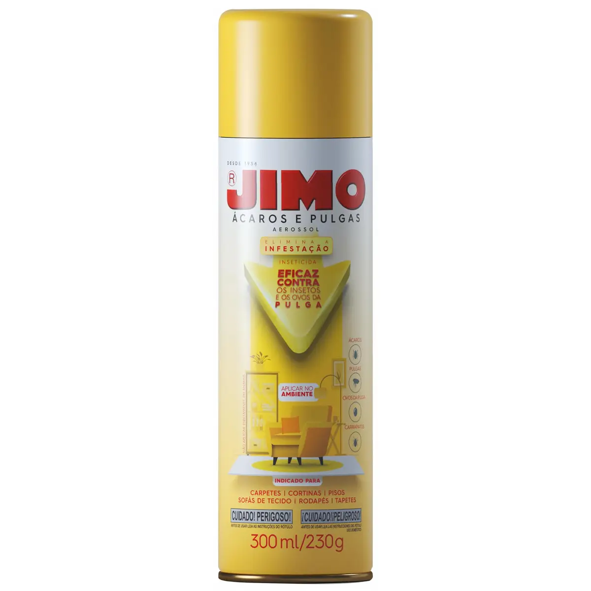 JIMO Combate Acaros Pulgas Carrapatos Interrompe Crescimento Sem Fragrancia Aerossol 300ml
