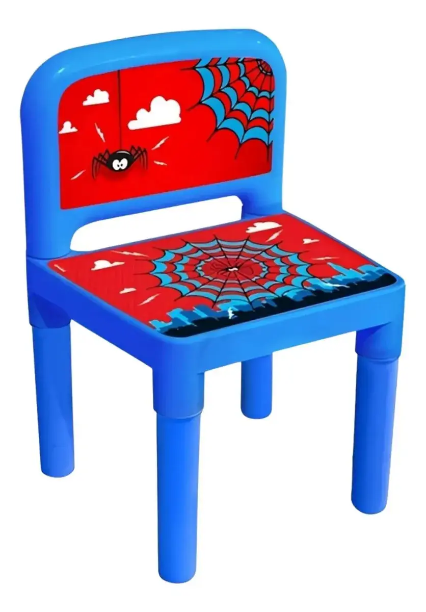 Cadeira Banquinho Infantil Desmontável Com Encosto Plástico Azul