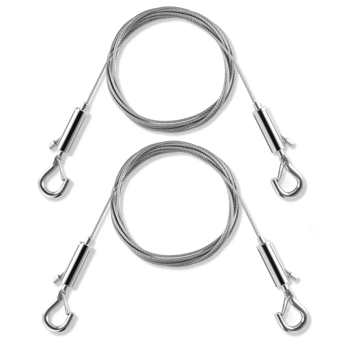 Wgbon Cabo de Aço Inoxidável Ajustável Para Pendurar Quadros, Kit Aprimorado Para Pendurar Molduras de Espelho, 2 Metros de Comprimento, Suporta Até 45 Kg (Prateado, 2 Peças - 2 Metros)