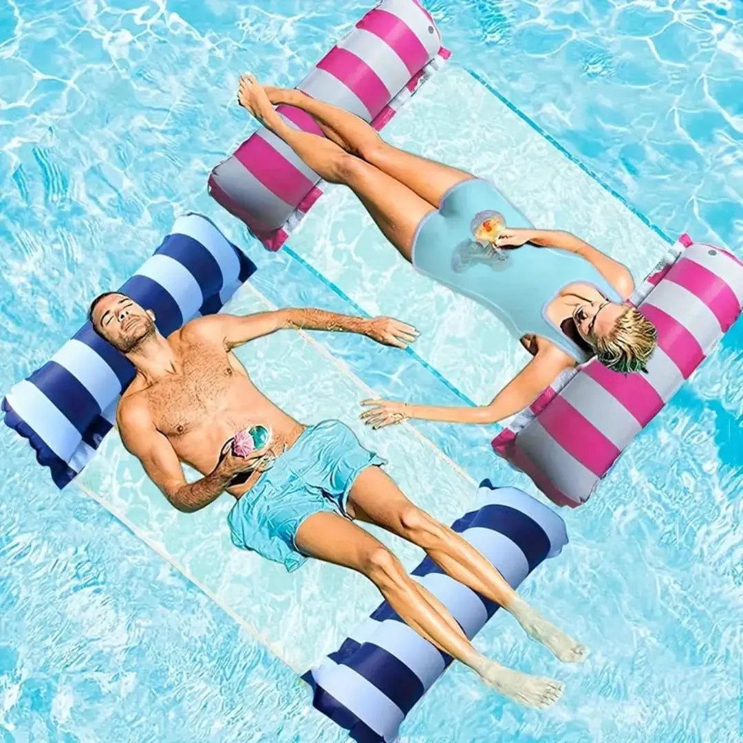 Boia Rede Flutuante Inflável Premium Para Piscina, Praia e Lago – Conforto Relaxante, Suporte Até 100kg, PVC Reforçado e Malha Respirável