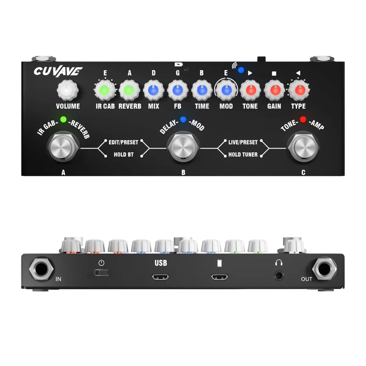 M-VAVE CUBE BABY VEDO Pedal de Efeitos para Guitarra Multifuncional e Portátil com Bateria Interna, 9 Modelos de Amplificador, Modulação Chorus/Phaser, Delay, Reverb, 8 Simulações de IR CAB - 1
