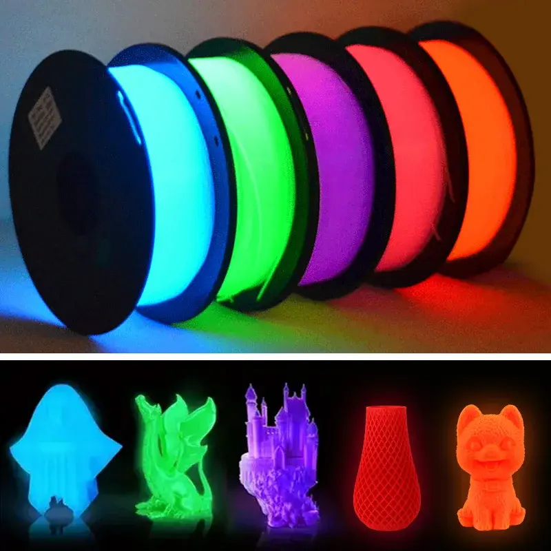 Presente de Natal DIY, Filamento Luminoso PLA 1.75mm para Impressora 3D, Bobina de 200g (0.44L), Brilha no Escuro, para a Maioria das Impressoras FDM