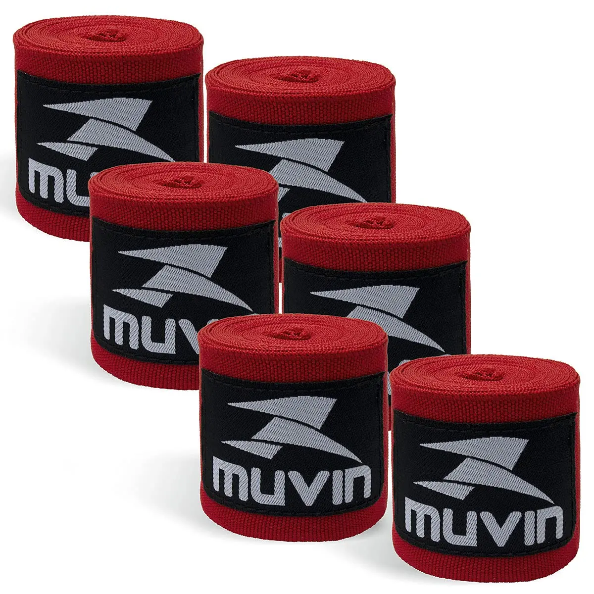 Kit Bandagem Elástica 3 m Muvin com 3 Pares - com fechamento em fecho de contato e Alça para Polegar - Atadura de Proteção Para Mãos e Punhos - Faixa de Boxe - Muay Thai - Artes Marciais - MMA - Luta - Treino - 1