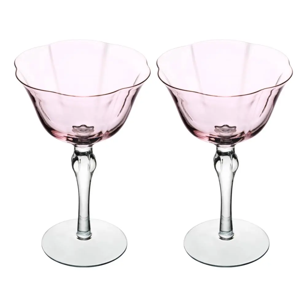 WOLFF - Conjunto 2 Taças para Vinho Lily 300ml Rosa e Cinza Vidro