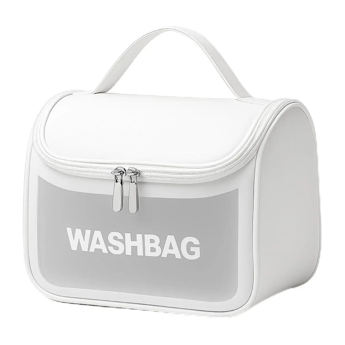 Necessaire Feminina Transparente Viagem Bolsa Ideal para Cosméticos Maquiagem Higiene Pessoal Fechamento com Zíper Fácil Acesso Design Moderno Funcional Impermeável (Branco)