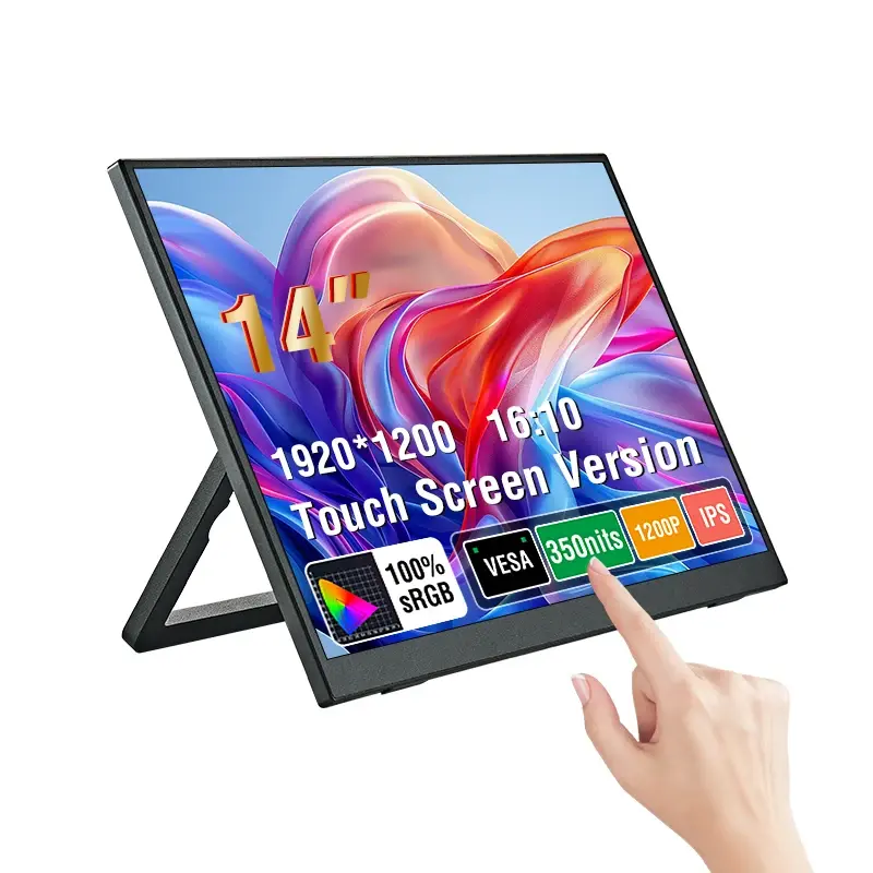 Monitor portátil com tela sensível ao toque de 14 polegadas, 100% sRGB, 400cd/m2, computador para jogos, tela expansível para Xbox, PS4/5, Switch, laptop.