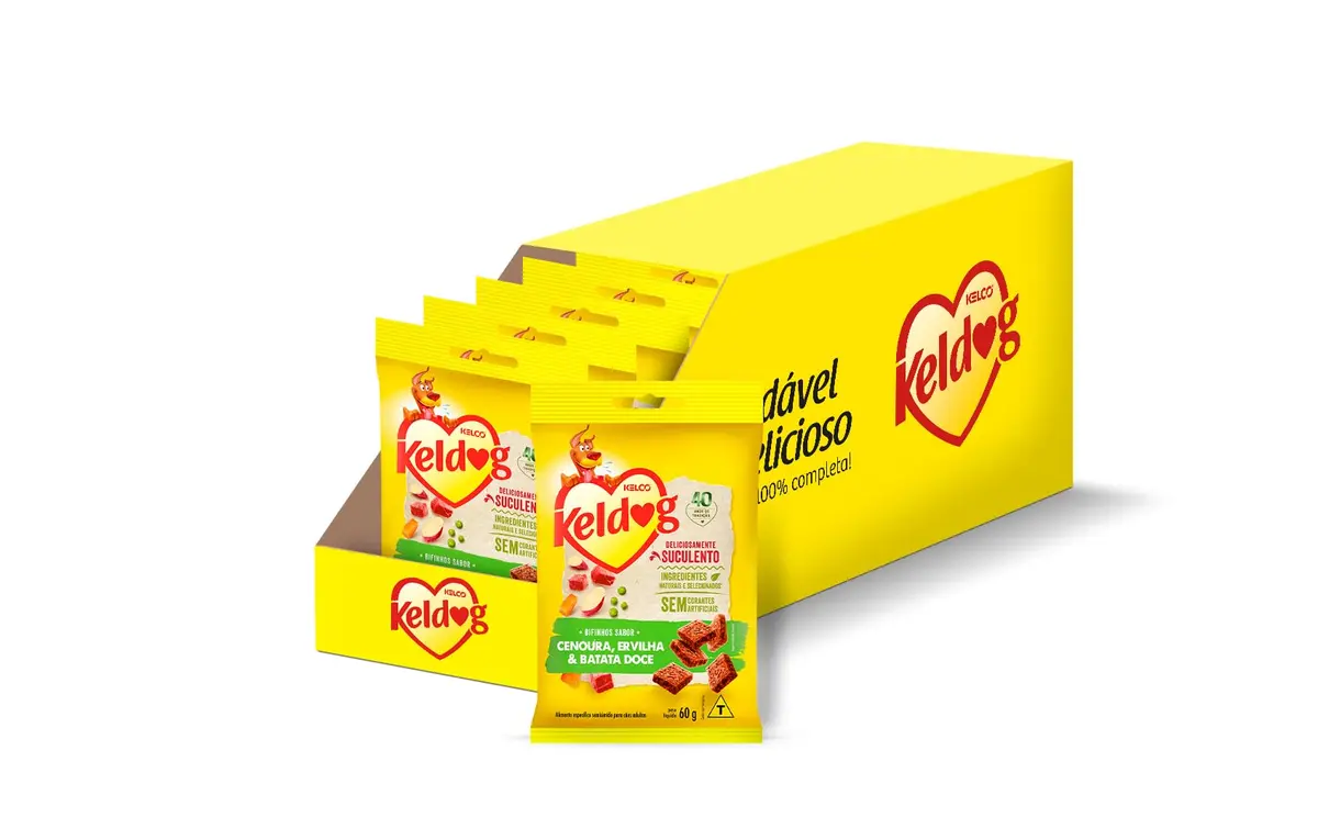 Pack de Bifinho Keldog Cenoura, Ervilha e Batata Doce 60g - 20 unidades - 1
