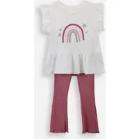 conjunto infantil de algodão arco íris off white
