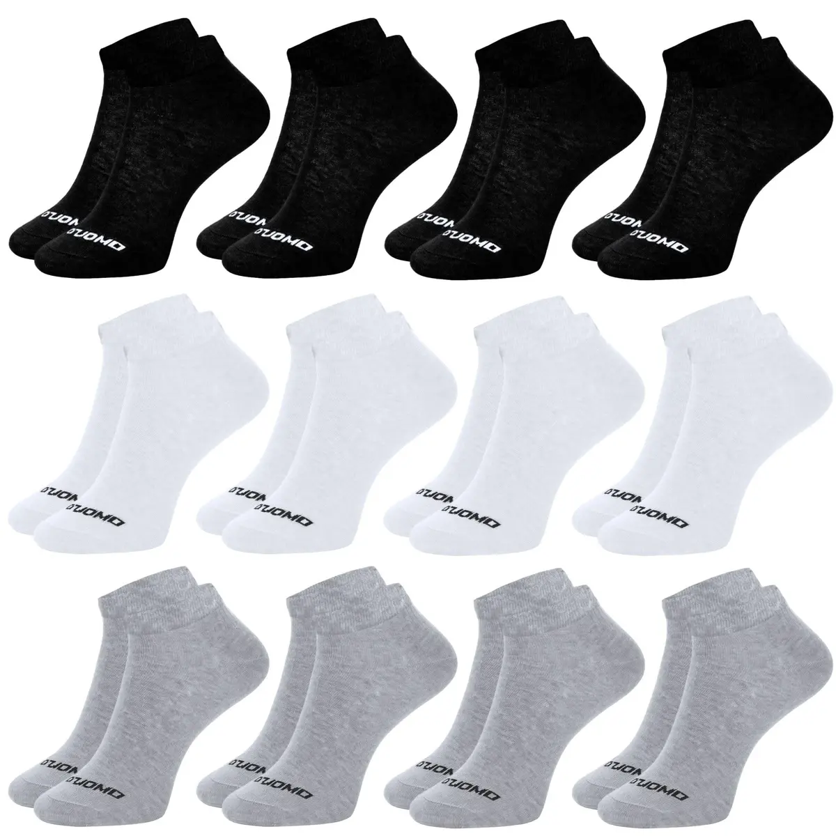 Kit 12 Pares Meias Masculino Cano Curto Soquete Corrida Algodão Premium Duomo - 1