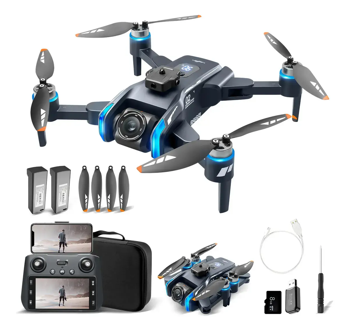 Drone Xt808 Com Tela Câmera Gps, Wi-fi Fpv Motor Brushless