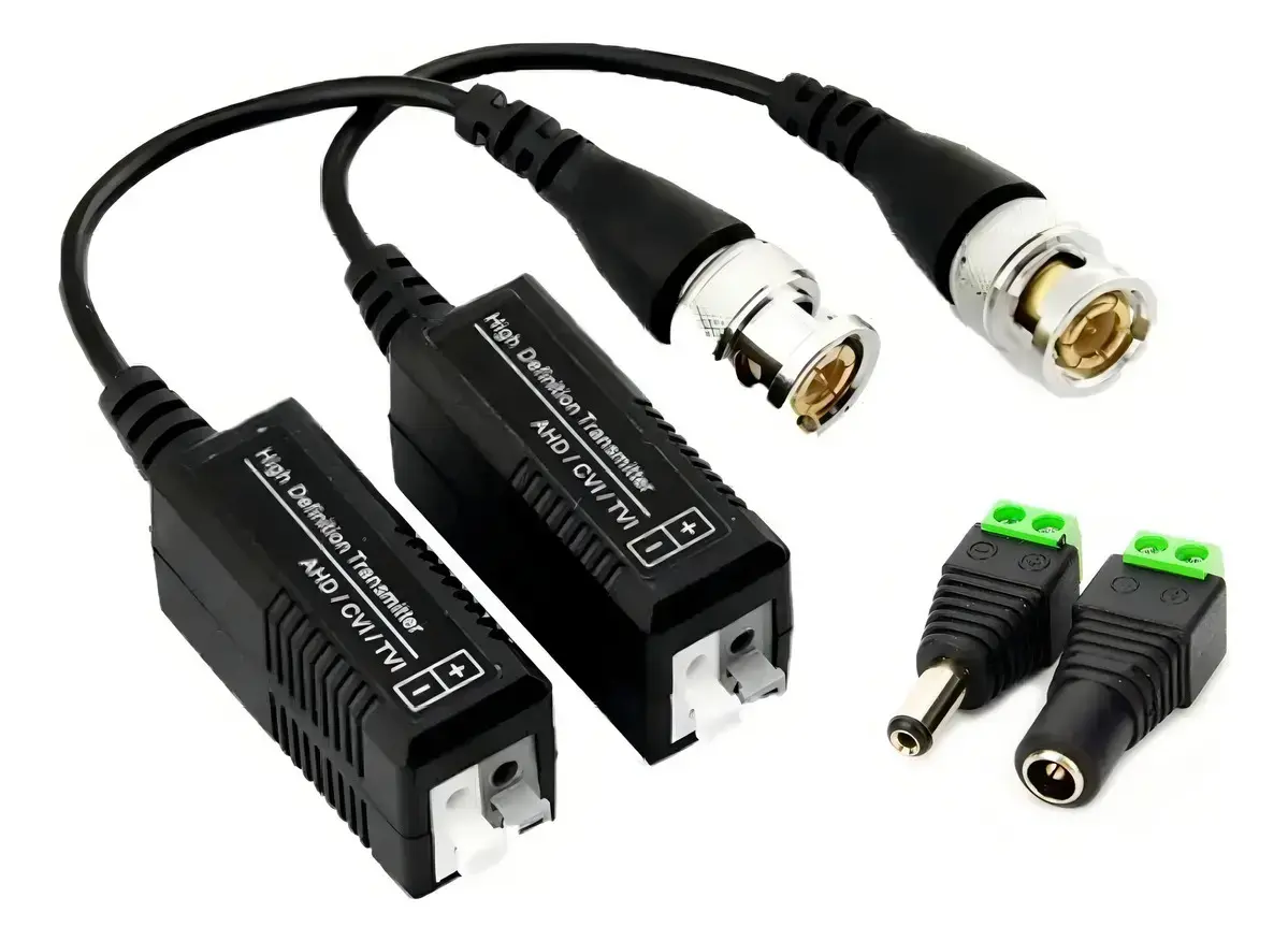 Par Conector Video Balun Camera Cftv + P4 Macho + P4 Fêmea