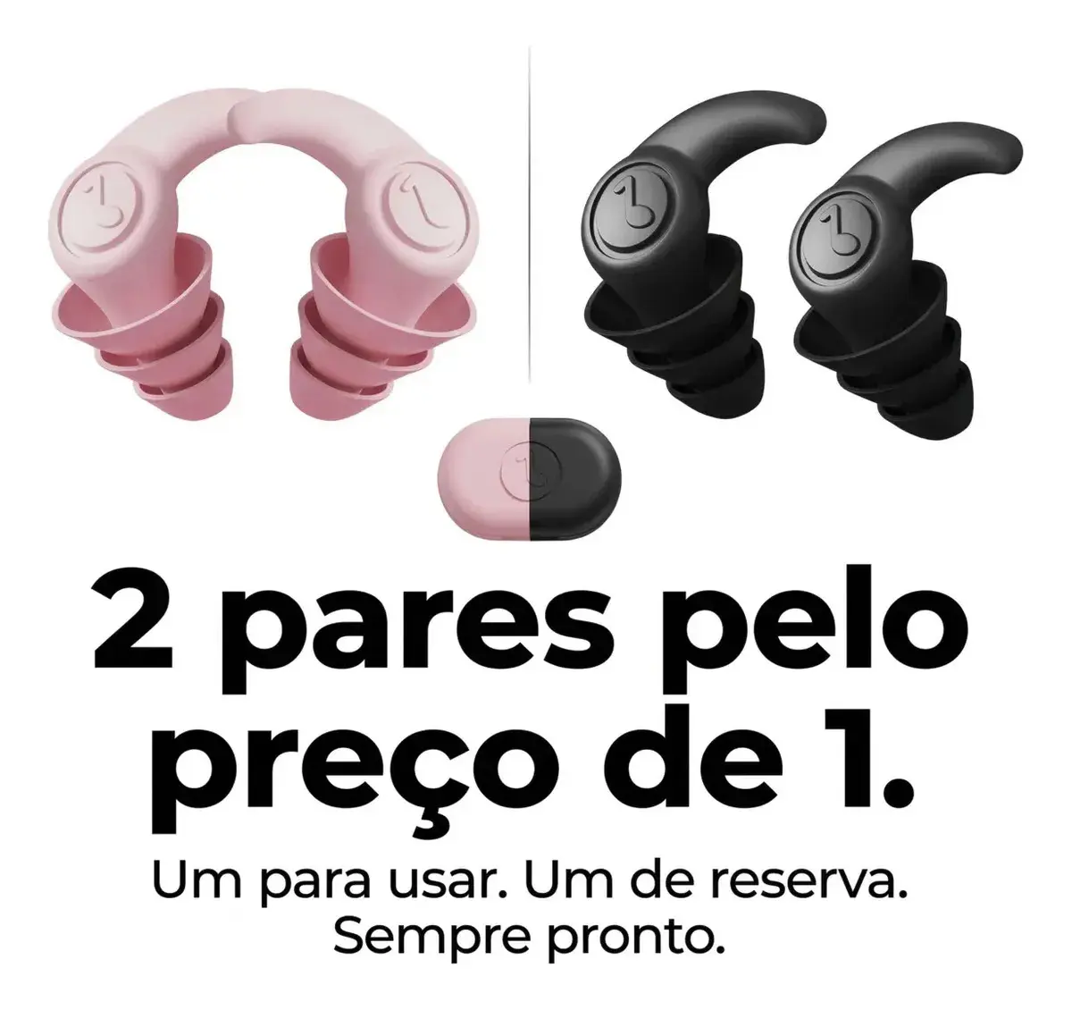 Tampão de Ouvido Universal de Silicone Reutilizável com Estojo - Kit 2 Pares thumbnail 2