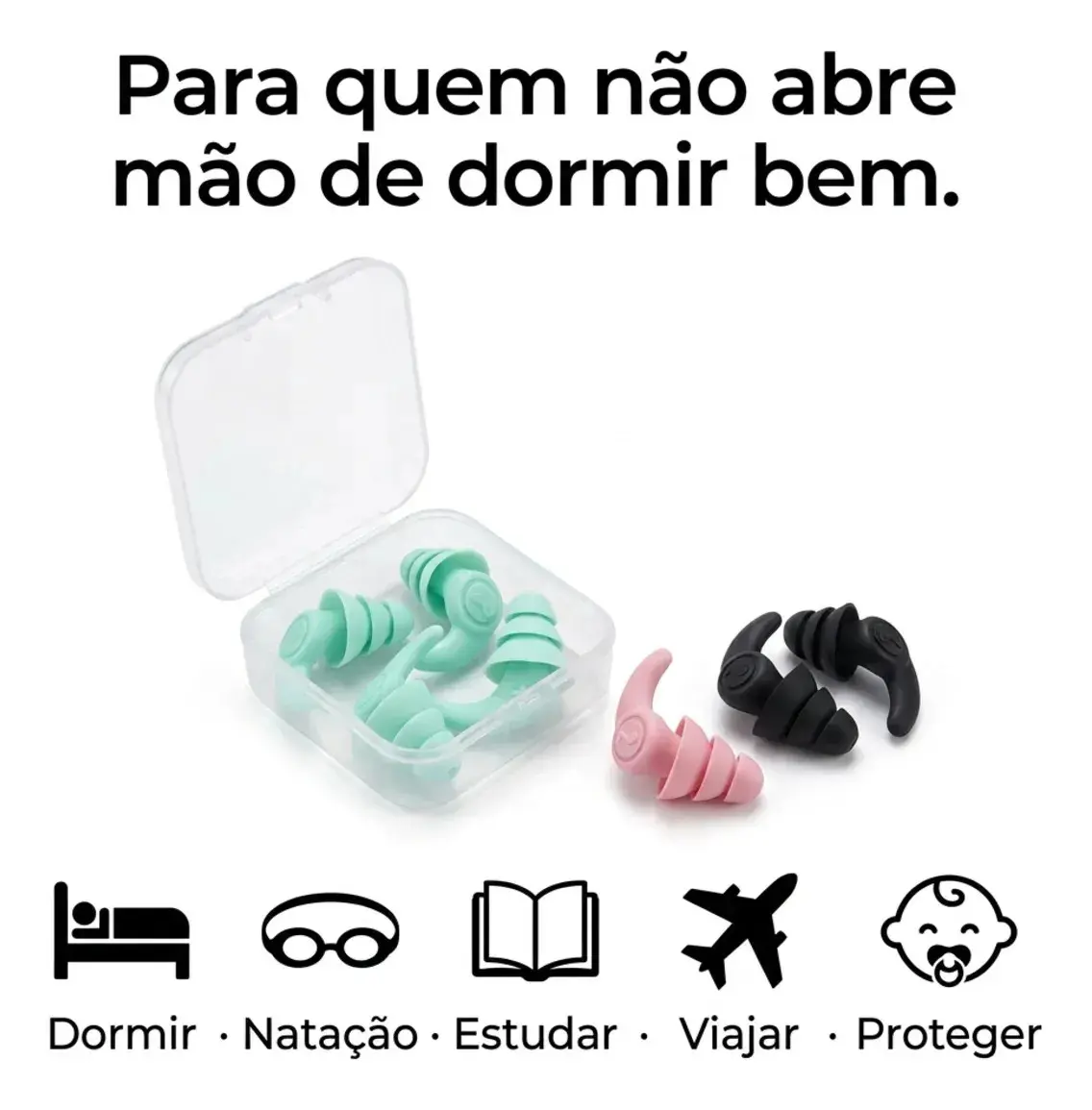 Tampão de Ouvido Universal de Silicone Reutilizável com Estojo - Kit 2 Pares thumbnail 4