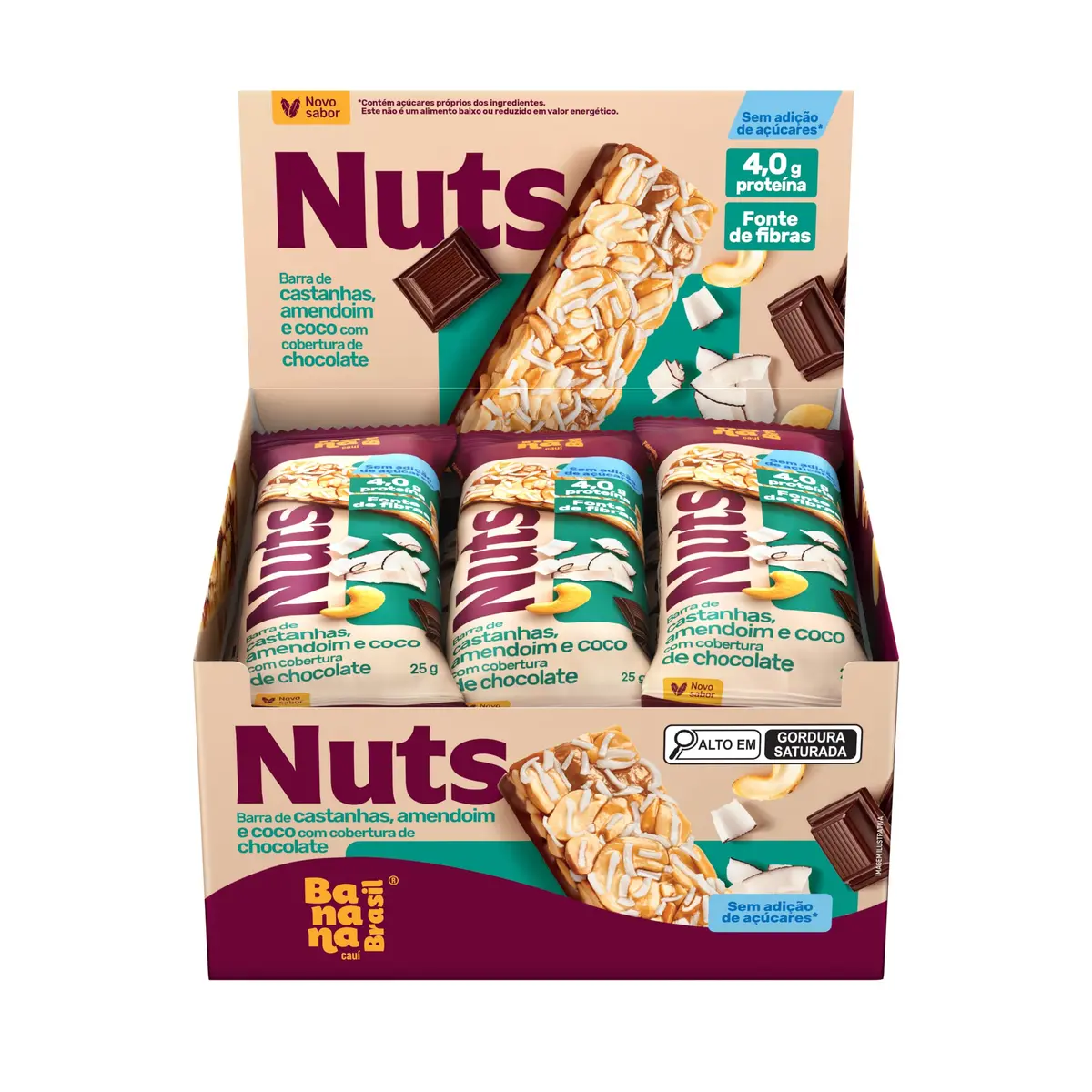 Barra Nuts Castanhas e Coco com Chocolate 12un 25g Banana Brasil