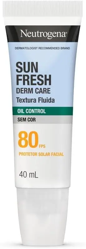 Protetor Solar Facial Neutrogena Sun Fresh Derm Care, Sem Cor, FPS 80, 40ml - 1