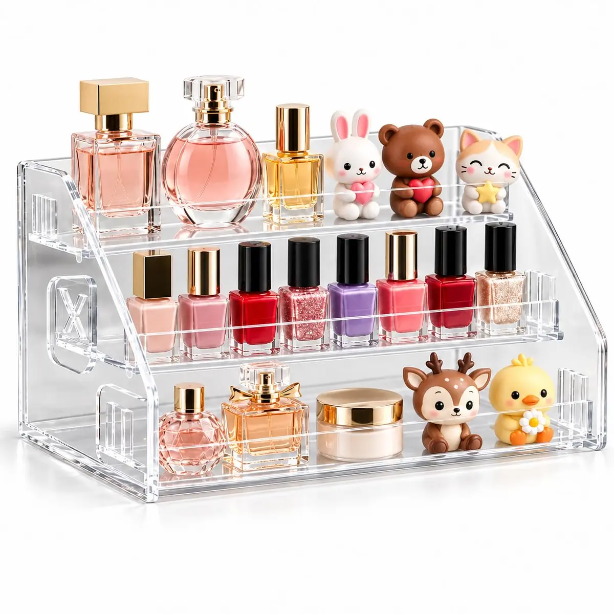Organizador de Acrílico para Maquiagem, Perfumes, Miniaturas 28x17x11cm | Batons, Esmaltes e Miniaturas, Perfumes, Expositor 3 andares, Casa e Organização