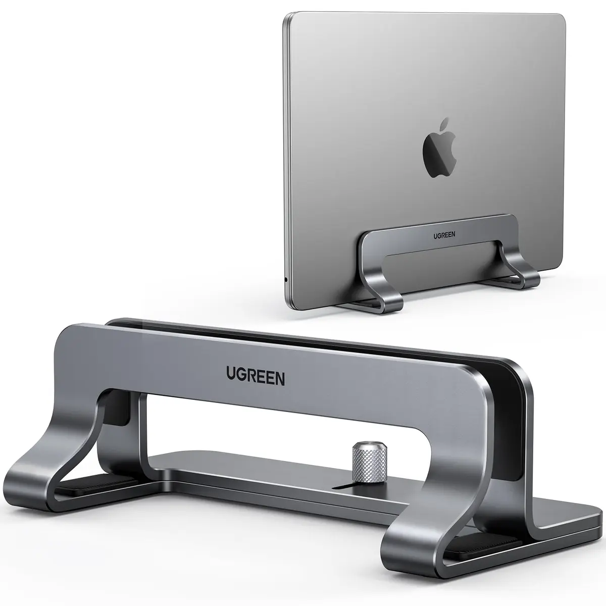 Suporte vertical para notebook UGREEN de alumínio, compatível com MacBook Pro, MacBook Air, para mesa, ajustável, para notebook de jogos de até 17,3 polegadas, prateado