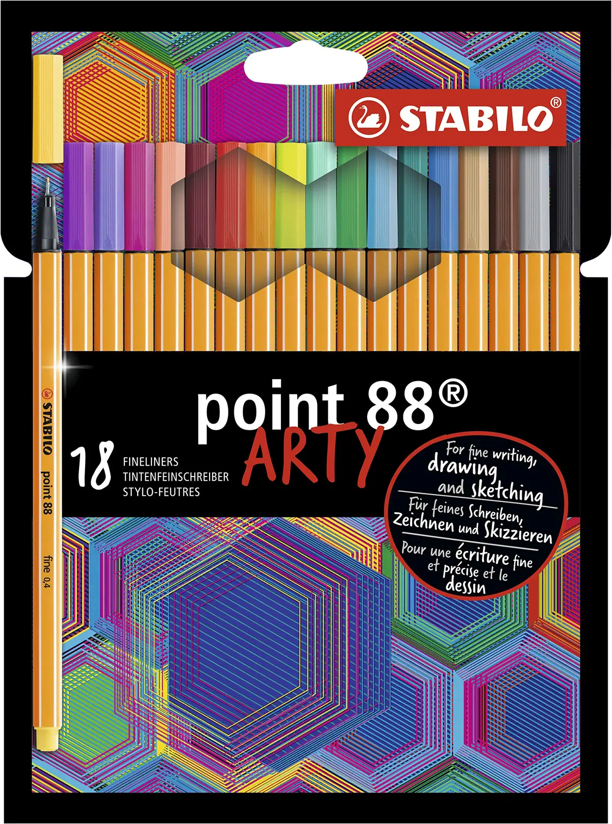 STABILO point 88 ARTY Caneta Ponta Fina – Estojo com 18 unidades – Em 18 cores