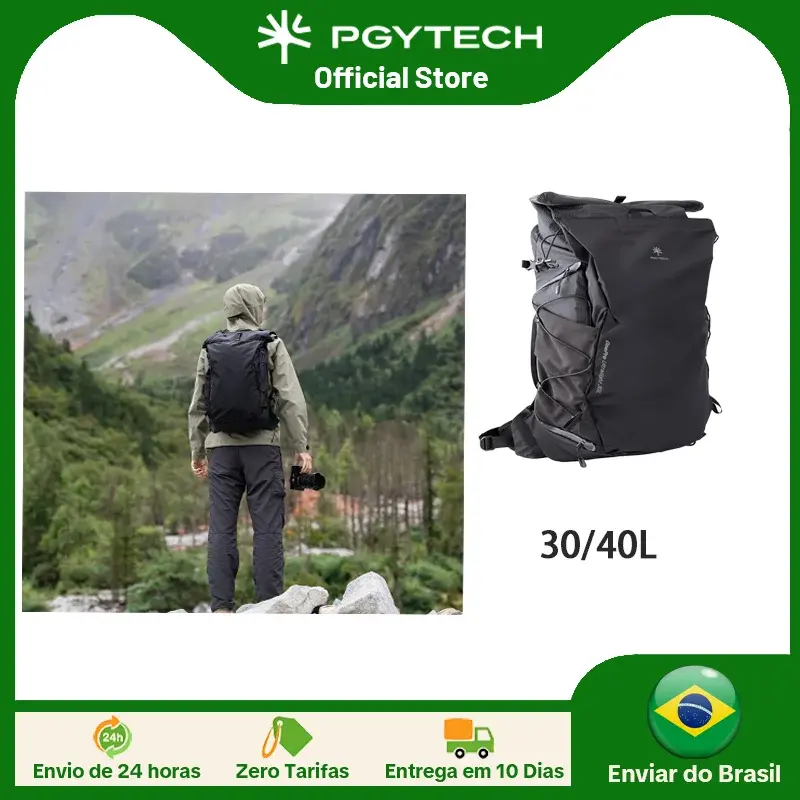Mochila Ultraleve para Câmera PGYTECH OnePro, Bolsa Expansível para Fotógrafos em Viagens ao Ar Livre com Capa de Chuva