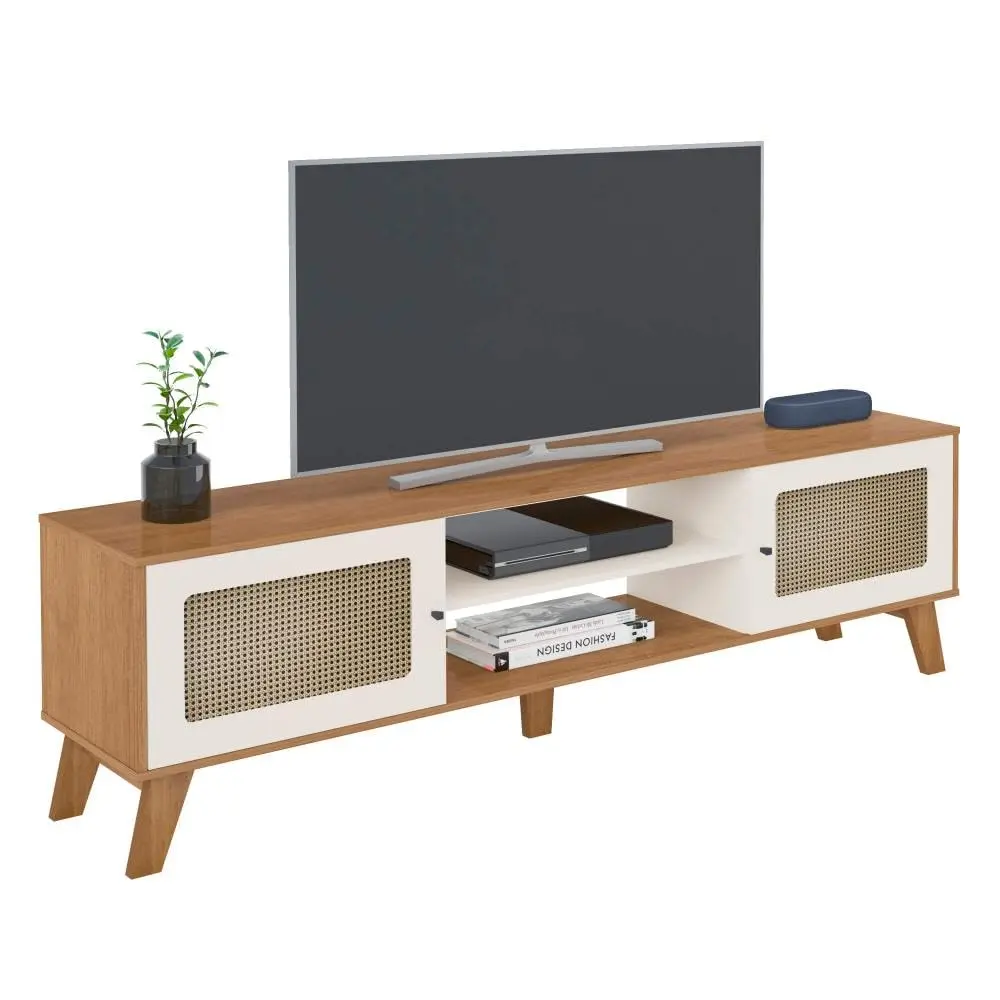 Artely Rack Charlotte para Tv até 75" com 2 Portas, Cinamomo/Off White