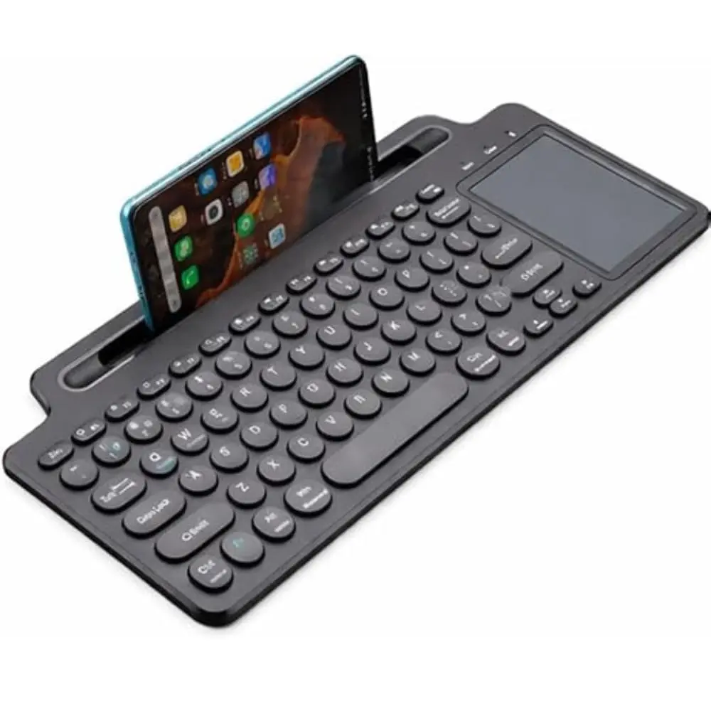 Teclado Sem Fio com Touch Pad, Modo Duplo Bluetooth e Wireless 2.4 GHz, compatível com Smart TVs, Notebooks, Tablets, PCs e Smartphones