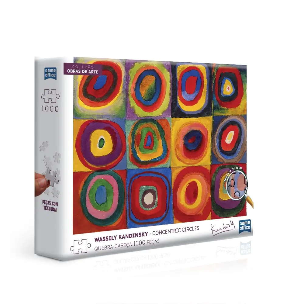 Toyster - Kandinsky Concentric Circles - Quebra-cabeça 1000 Peças 10+ Anos | Papelão ESKA importado da Holanda, fabricado no Brasil, 62,3 x 44,9 cm montado, textura de tela