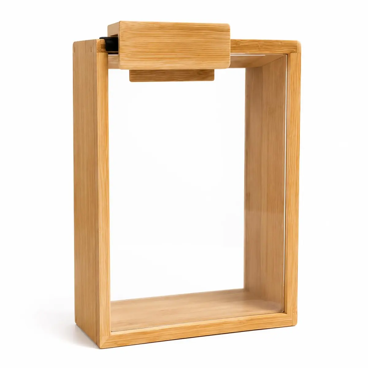 Pote para Grãos Bambu e Acrílico 1200ml 10x10x12cm HABITARA HOME | Frente transparente, formato vertical, fácil visualização, organização de alimentos secos