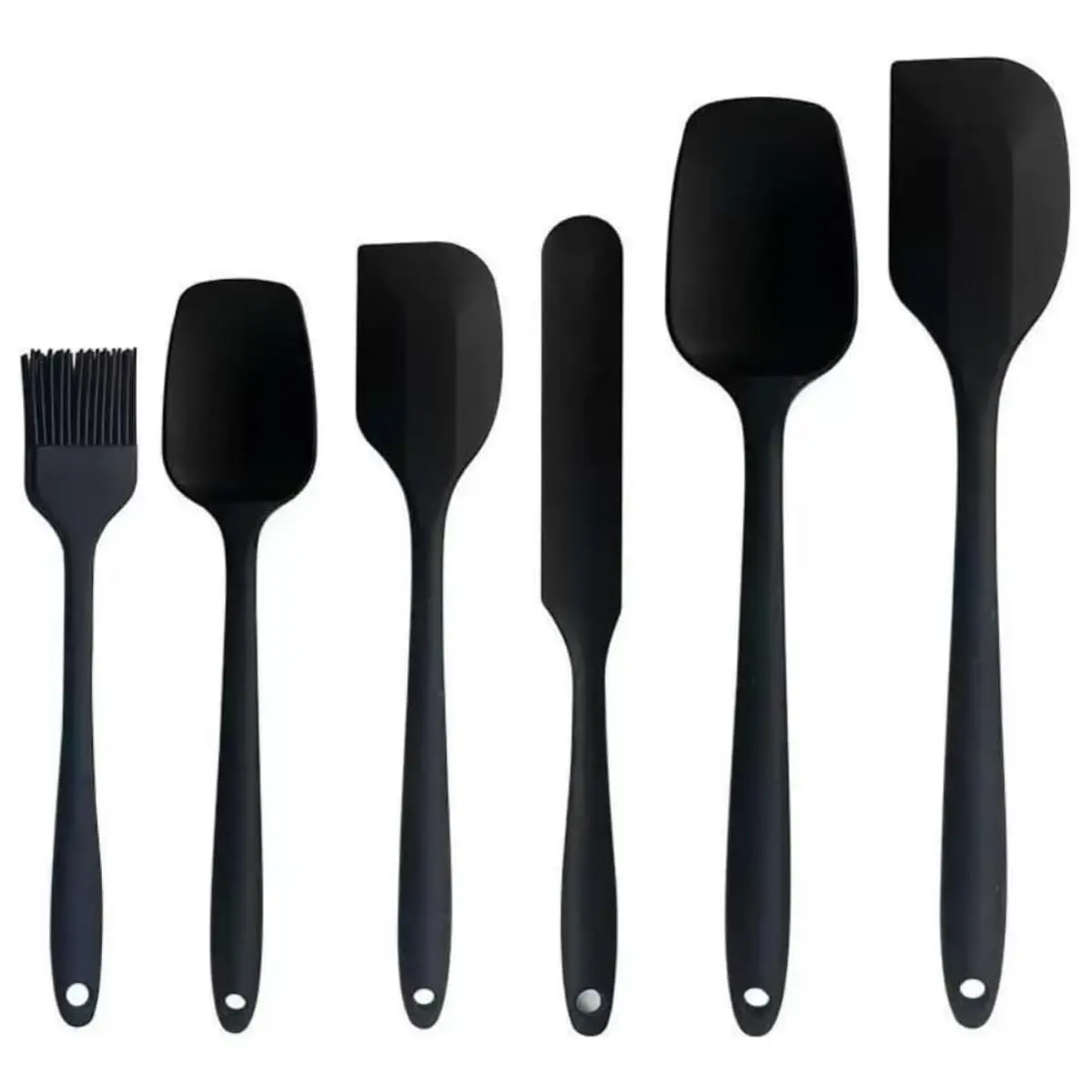 Kit Espátulas de Silicone 6 Peças Utensilios Cozinha Não Risca Panelas (Preto) - 1