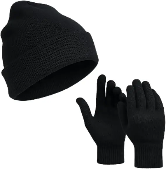 Kit Touca + Luva de Inverno Kit Inverno Frio Luvas para Masculino e Feminino Tamanho Único Ajuste M e G Unissex