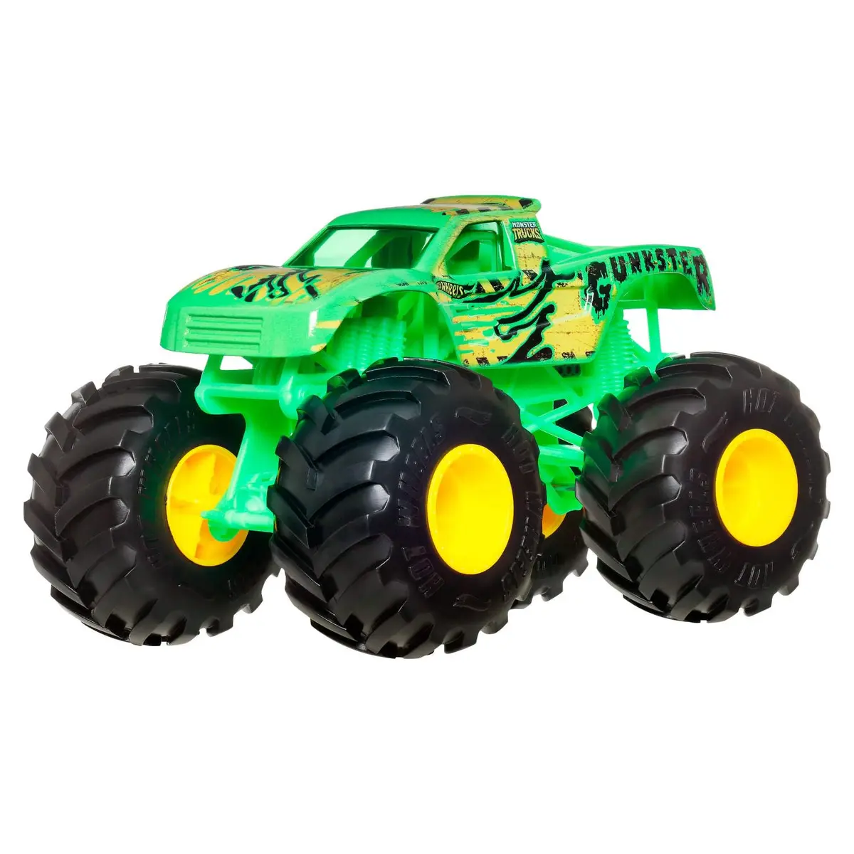 Veículo Hot Wheels Monster Trucks Gunkster Mattel. Caminhão com aprox. 20 cm e Visual ousado para corridas e colisões. Ideal para crianças a partir de 3 anos.
