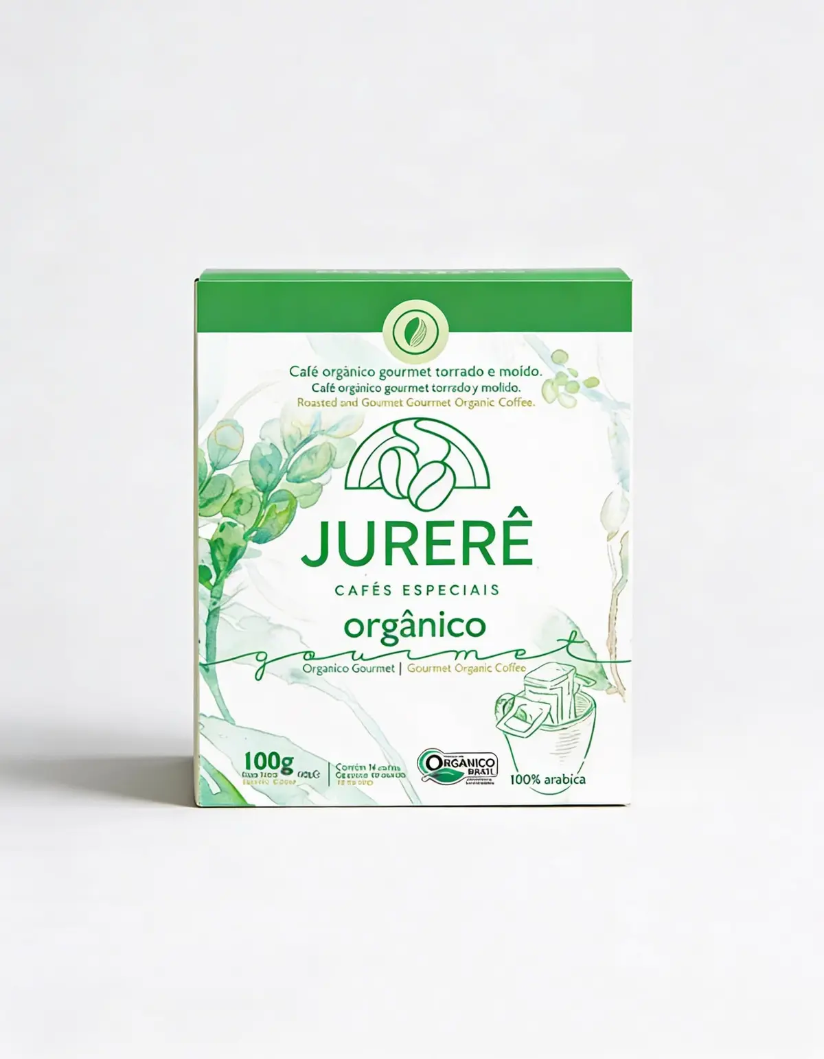 Café Jurerê Orgânico Moído Gourmet, 100% Arábica, Torra Média, Drip Coffee Bag 100g, 10 Doses De 10g