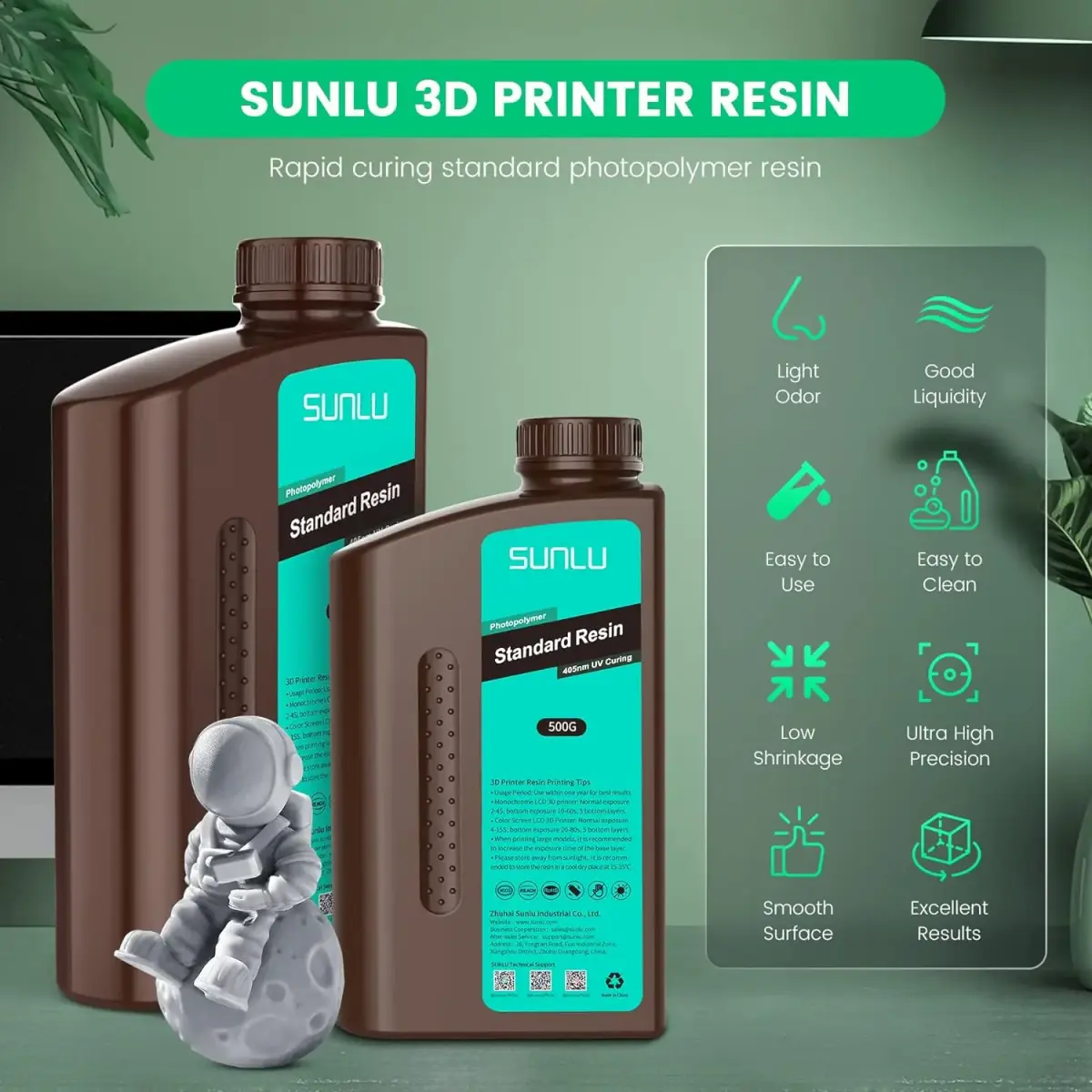 Sunlu 10kg padrão/lavagem de água/lavagem de água abs como resina 3d 1kg/garrafa 405nm resina uv para a maioria das impressoras 3d sla/dlp/lcd 1kg