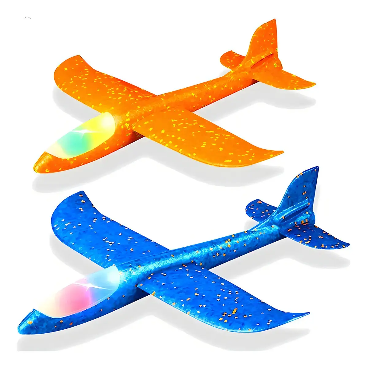 Avião Planador Isopor LED Azul Seleto Manual Flexível