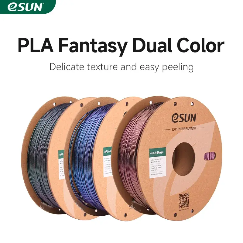 Filamento PLA Mágico ESUN para Impressora 3D, Dupla Cor, 1.75MM, 1KG, Filamento com Glitter, Brilho Escuro, para Arte 3D DIY, Compatível com Bamb Lab