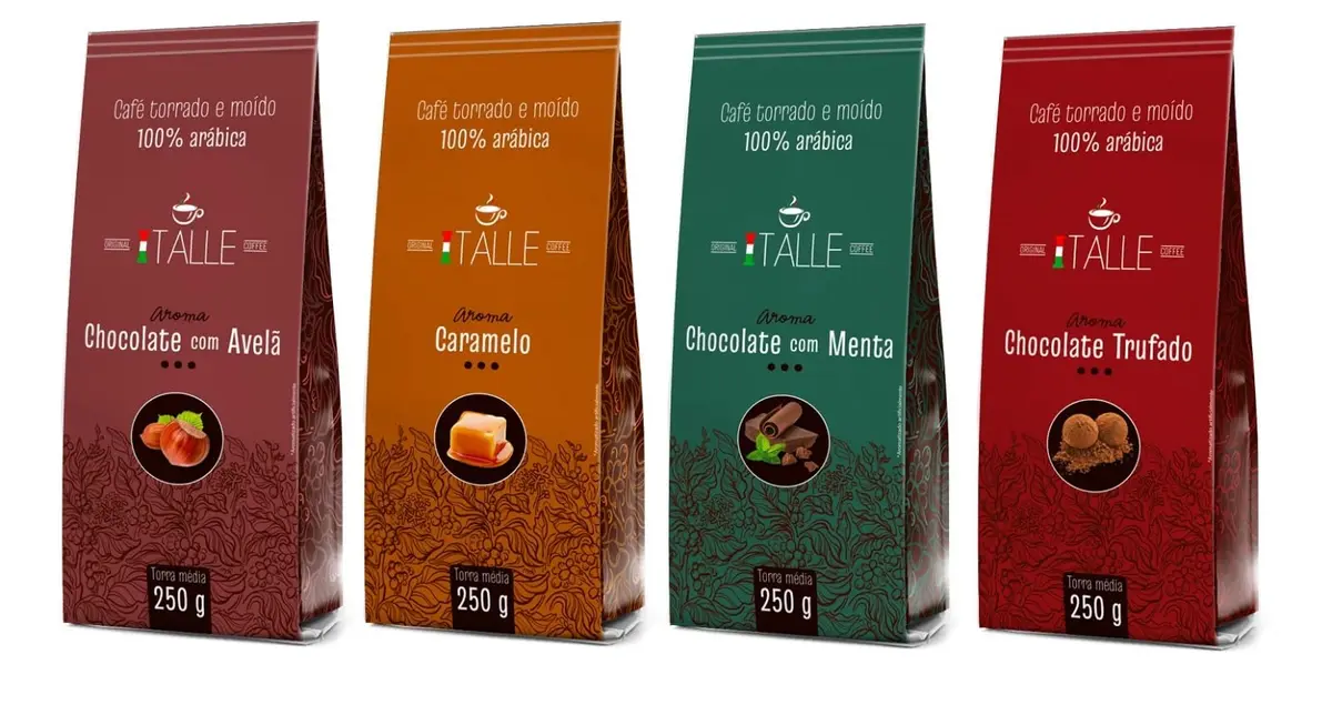 Café Torrado e Moido Cafe Aroma Café Italle Trufado Caramelo Menta Avelã Kit 4