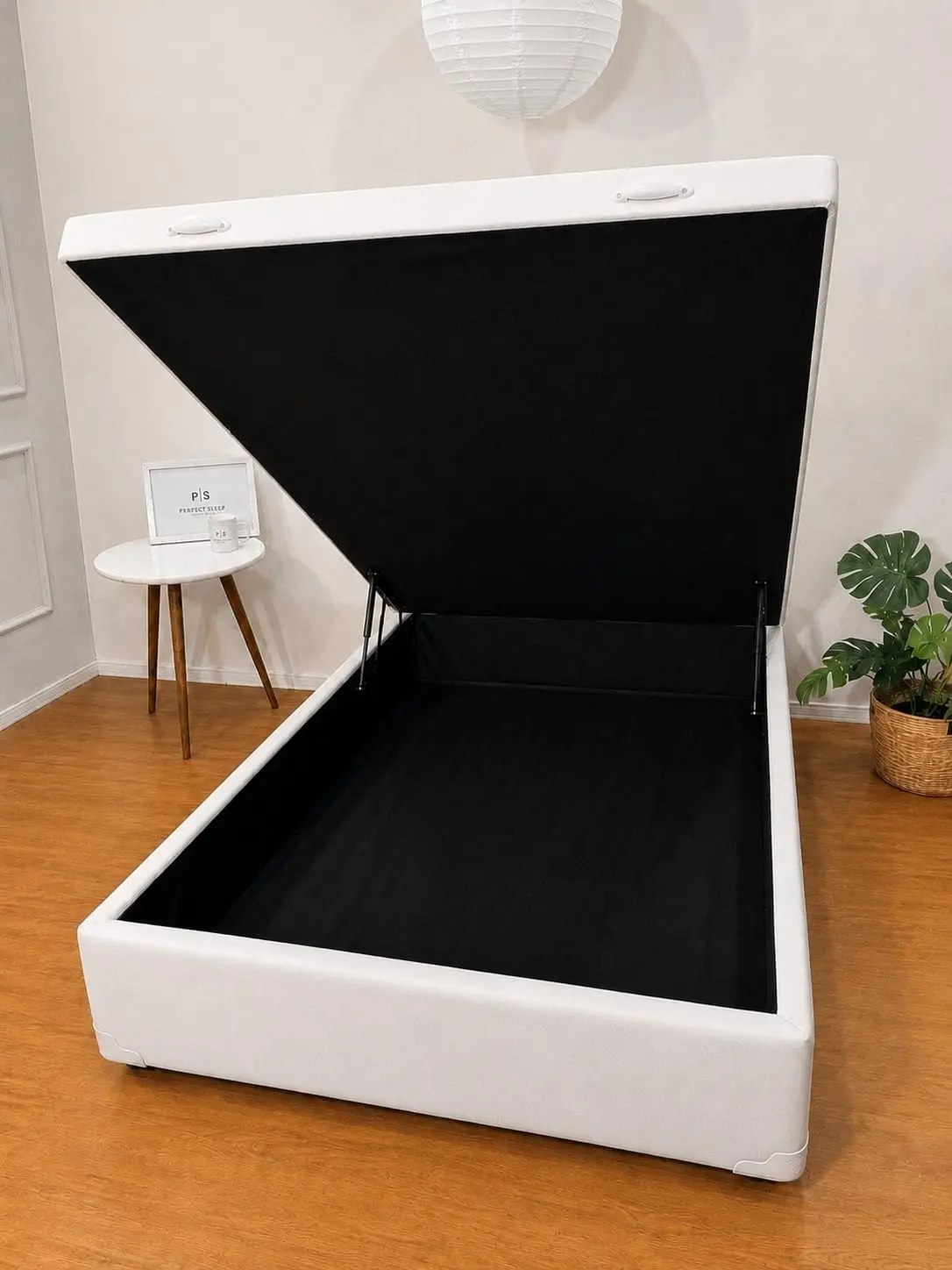 Cama Box Baú Viúva 128x188 Blindado (Courino Branco)