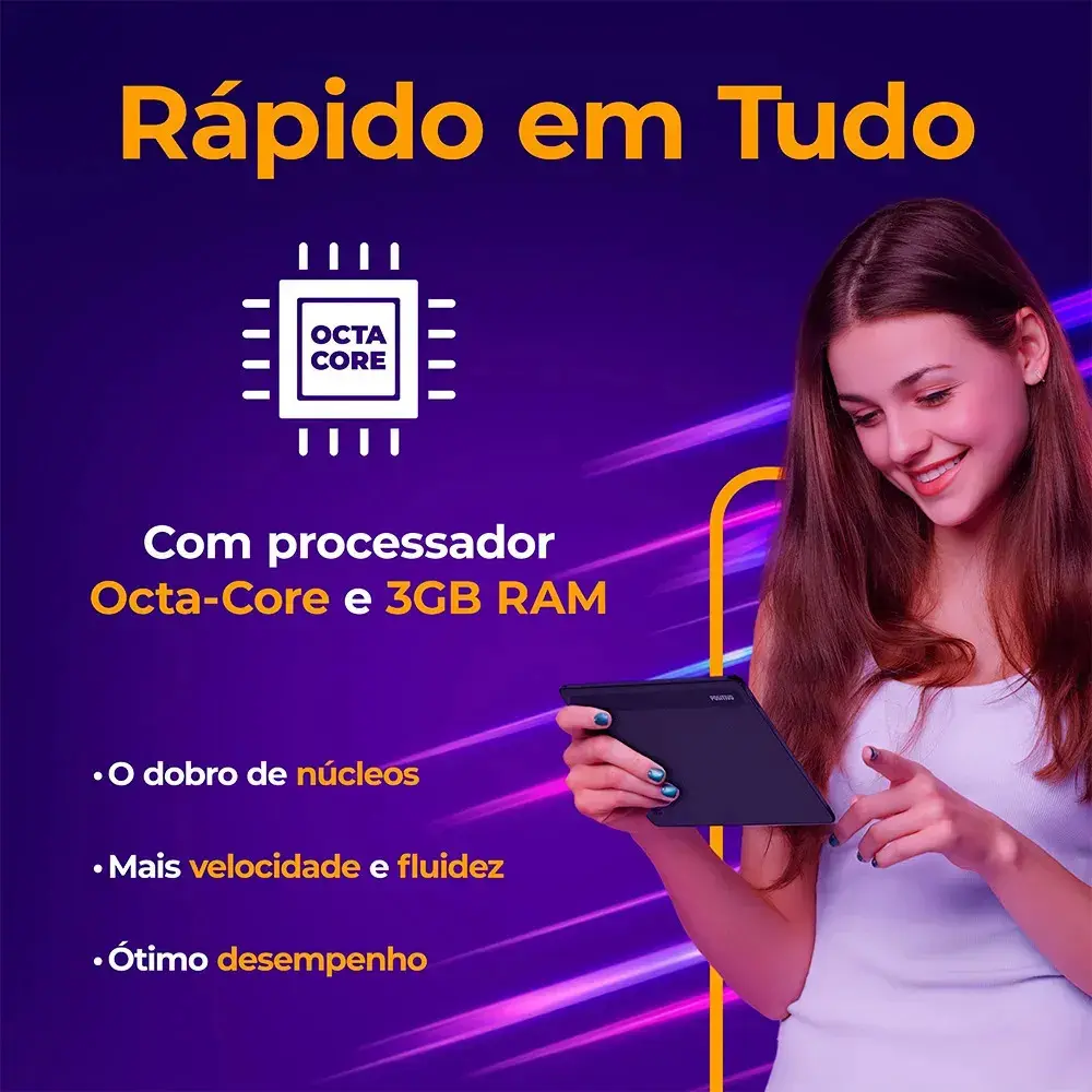 Tablet Positivo Vision TAB 7 - Processador Octa-Core 3GB RAM 64GB Armazenamento Tela 7” IPS Bateria 3100mAh, Android 14 Go, Wi-fi - Preto thumbnail 5