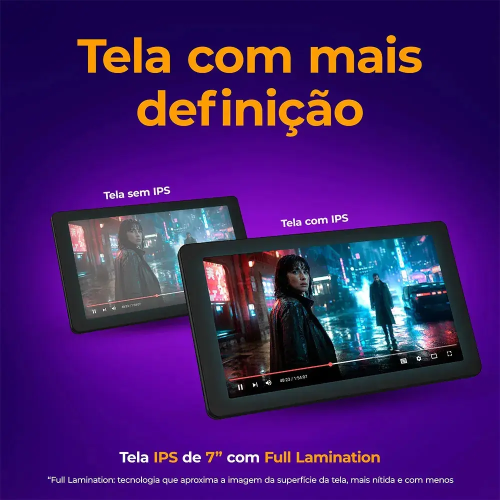 Tablet Positivo Vision TAB 7 - Processador Octa-Core 3GB RAM 64GB Armazenamento Tela 7” IPS Bateria 3100mAh, Android 14 Go, Wi-fi - Preto thumbnail 7