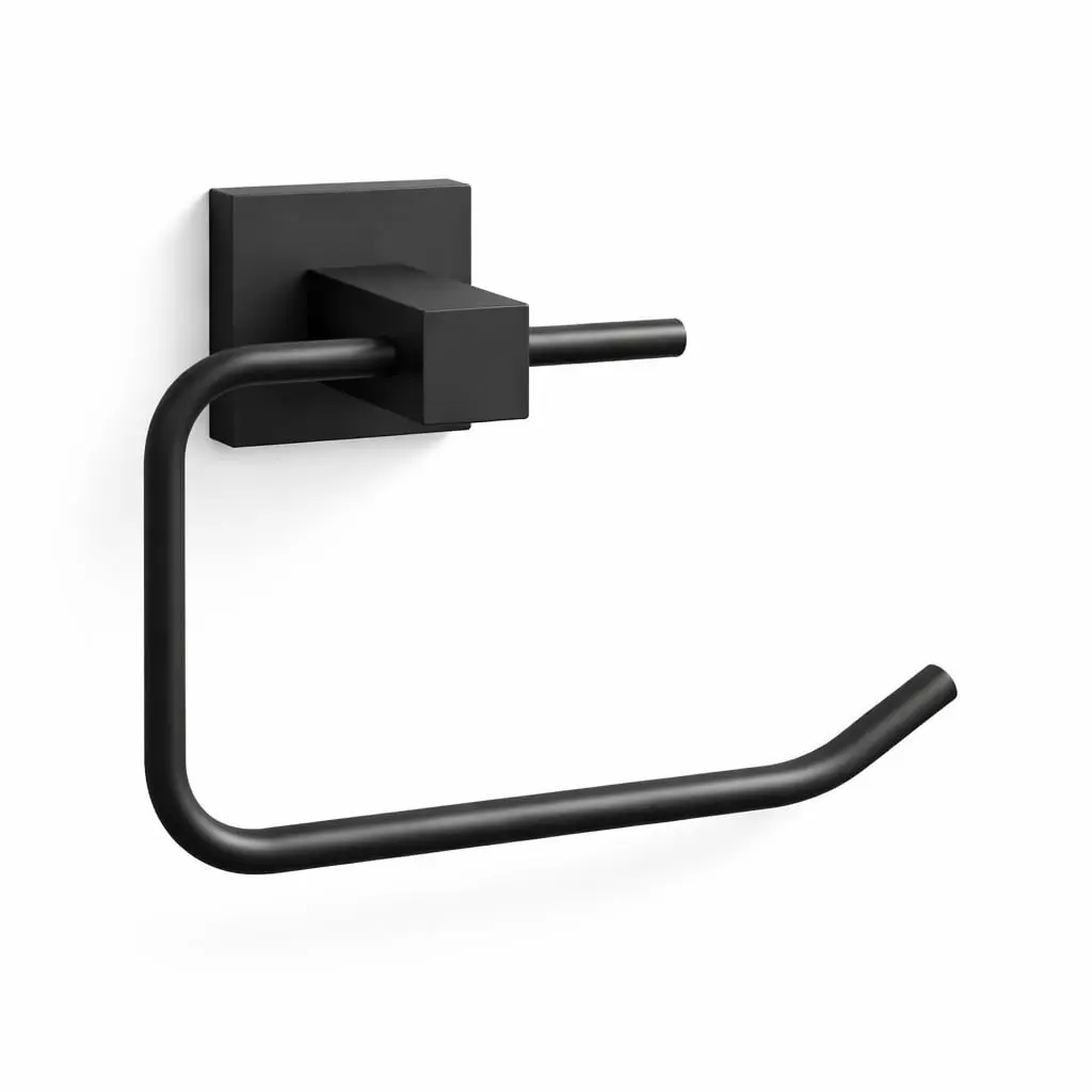 BSMIX Porta Papel Higiênico Parede Preto Fosco Aço Design Curvado