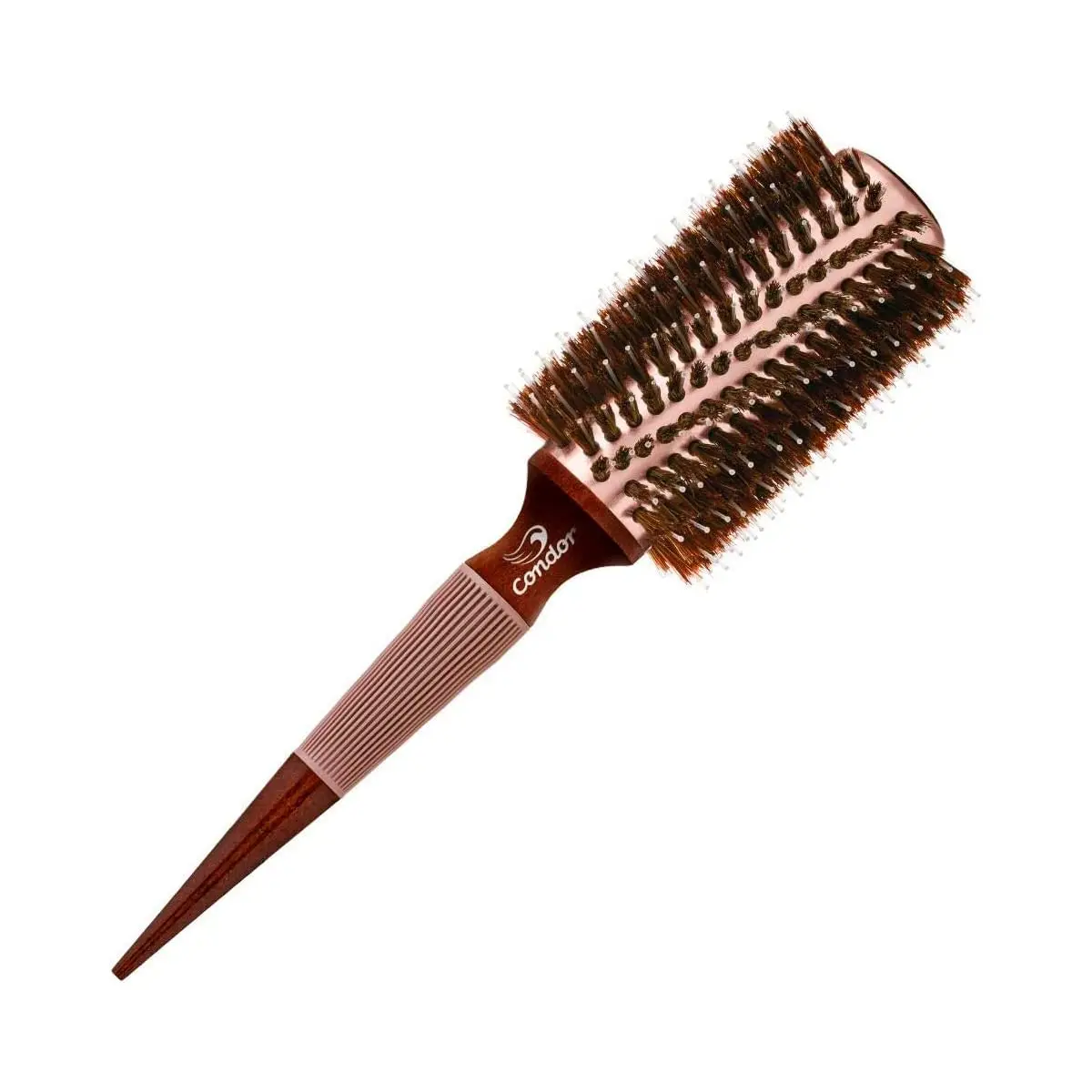 Escova Alisadora Profissional Condor com Base Térmica de Alumínio | Escova alisadora Condor com base térmica de alumínio, cerdas mistas, entufamento diagonal e cabo ergonômico para modelagem