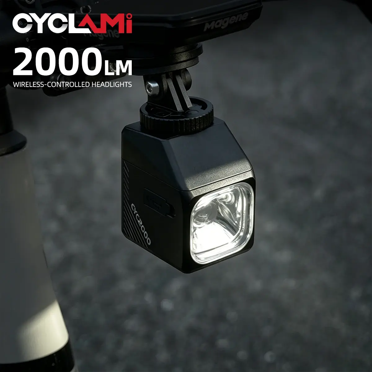 Lanterna de Bicicleta Inteligente CYCLAMI CYC2000 com Controle Remoto Sem Fio, Super Brilhante, Luz para Bicicleta Sob o Guidão, MTB, Estrada, Passeio Noturno