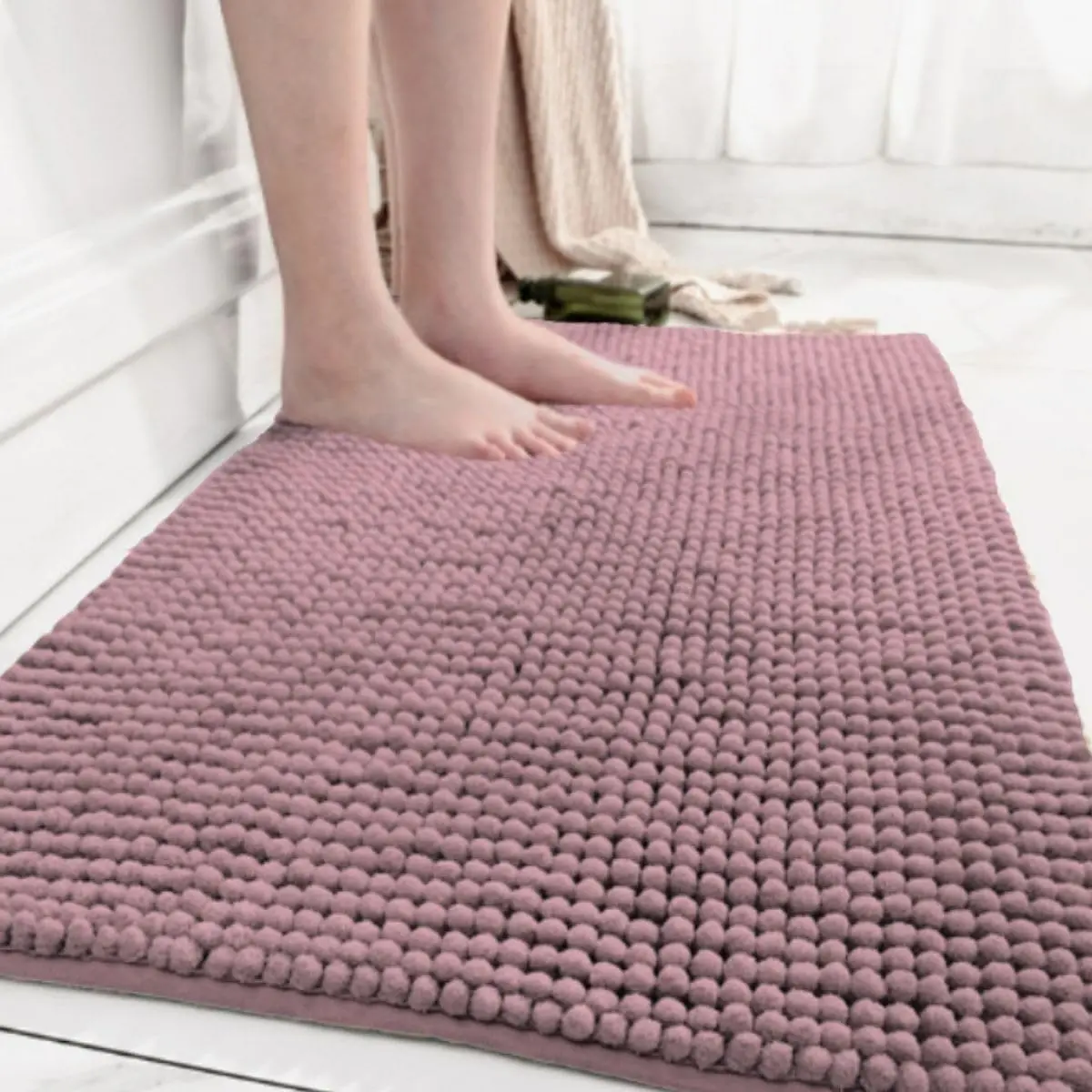 Kit 2 Tapetes Premium Banheiro Antiderrapante Lavabo Bolinha 40x60cm (ROSA)