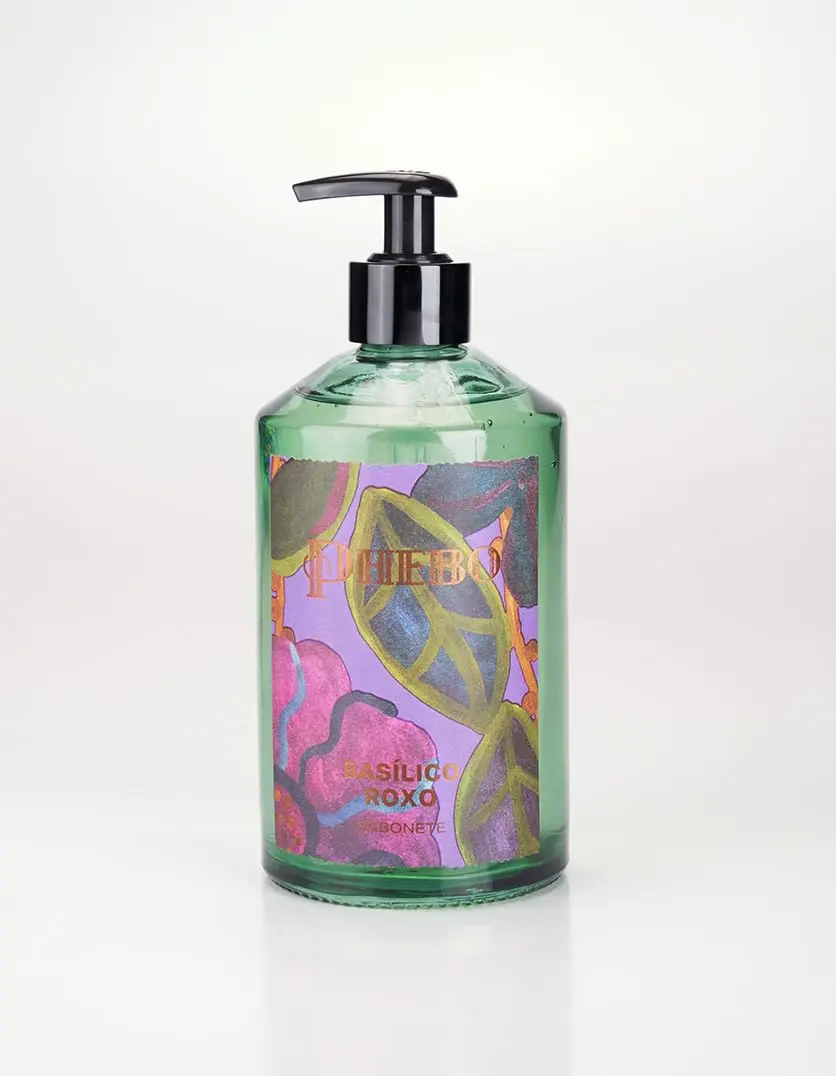 Phebo Aromáticos Sabonete Líquido Basílico Roxo 450ml | A linha Aromáticos destila o frescor vivo das plantas e ervas em combinações que exalam rusticidade e naturalidade.