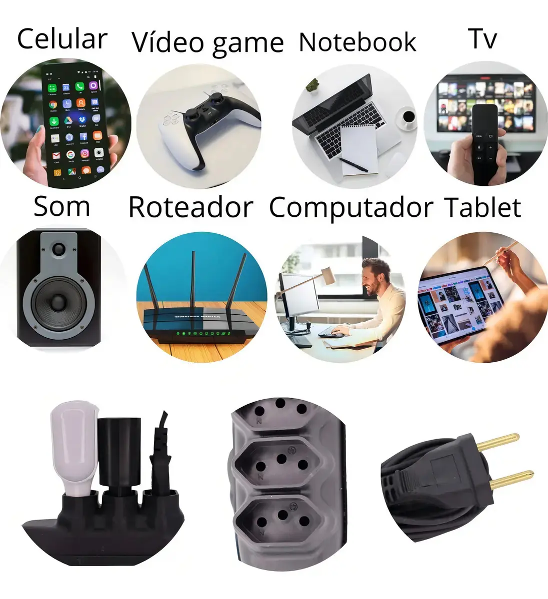 Extensão Cabo 5m Bivolt 3 Tomadas Preto thumbnail 7