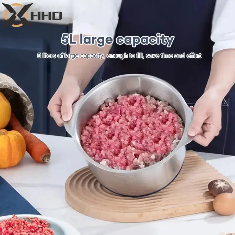 Processador de Alimentos Inox 2L/3L/5L — Moedor de Carne e Picador de Legumes com 5 Velocidades thumbnail 3