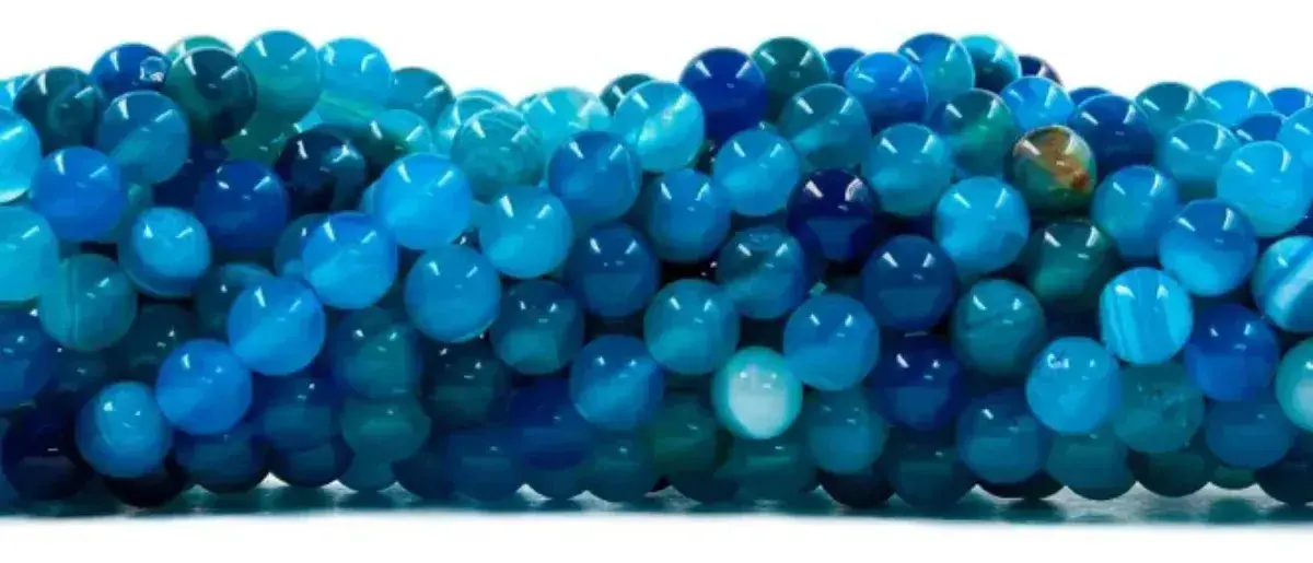 Fio De Pedras Naturais 8mm Para Artesanatos Aprox: 45 Contas Azul - 1