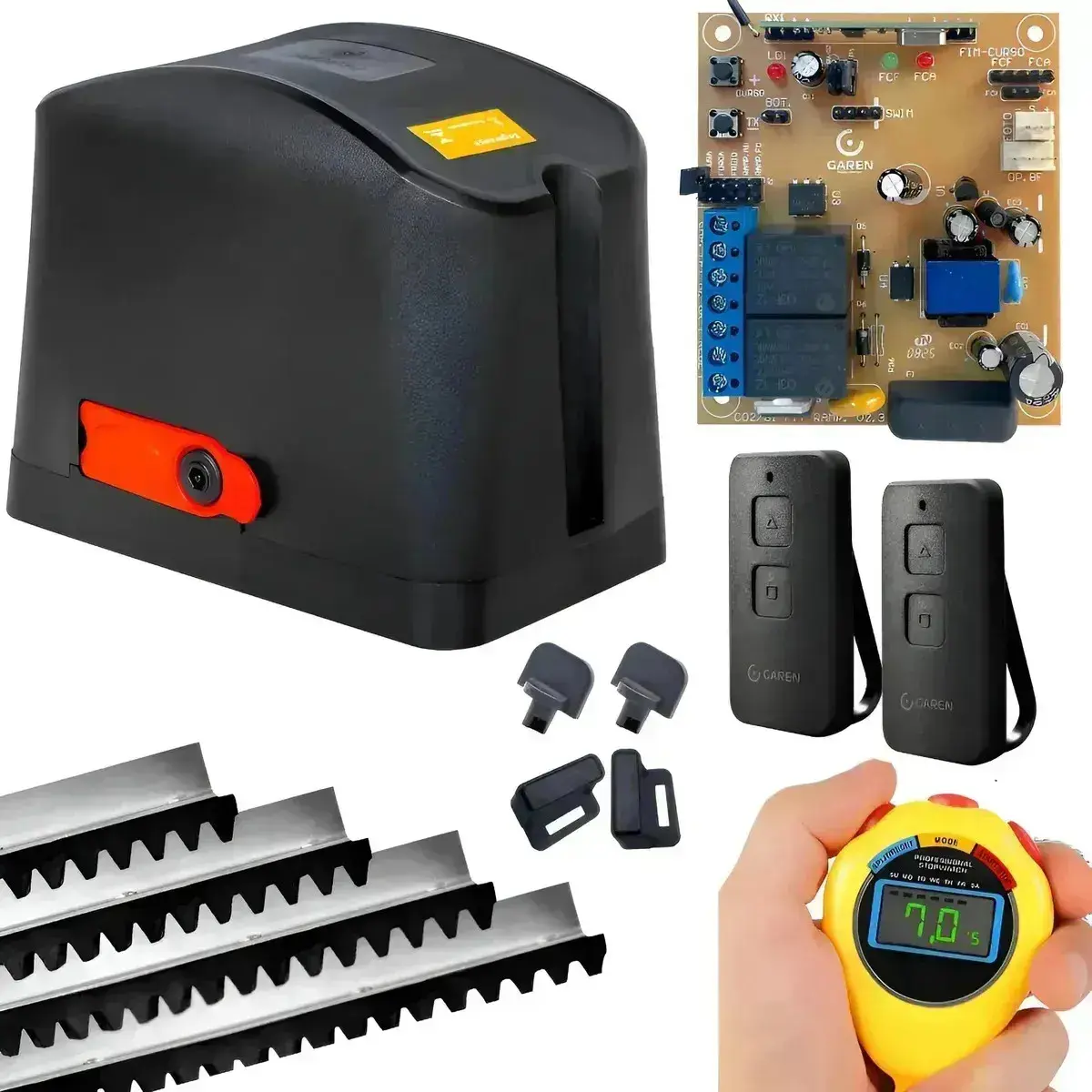 Motor Portao Eletronico Garen Rápido 400kg 2controles Frequência 50/60 Tamanho Da Engrenagem Z18 Deslizante 3m - 1